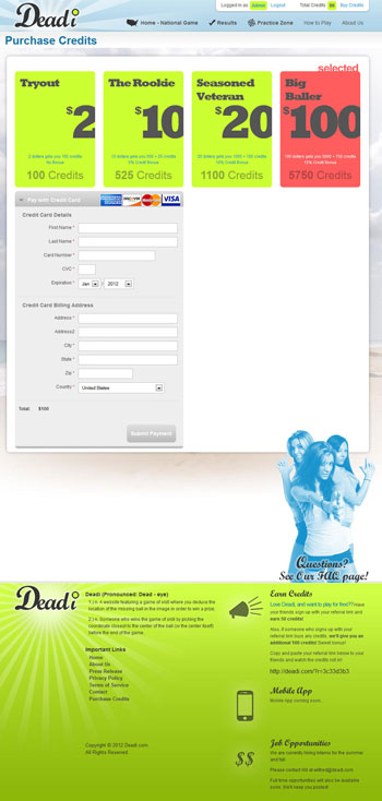 buy credits jQuery slide down